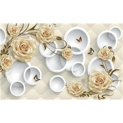 Белые кольца с розами - 3D фотообои - Модульная картины, Репродукции, Декоративные панно, Декор стен