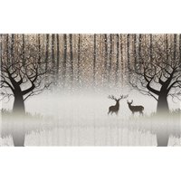 Олени в тумане - Фотообои природа|лес