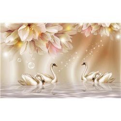 Роскошные лебеди - 3D фотообои - Модульная картины, Репродукции, Декоративные панно, Декор стен