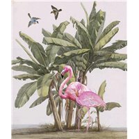 Фламинго под пальмой - Фотообои Животные|птицы