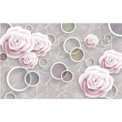 Розы с белыми кольцами - 3D фотообои|3Д обои в спальню - Модульная картины, Репродукции, Декоративные панно, Декор стен