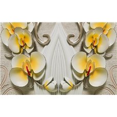 Картина на холсте по фото Модульные картины Печать портретов на холсте Желтоватые орхидеи - 3D фотообои|3Д обои для зала