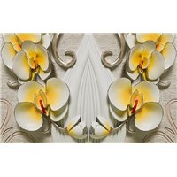 Портреты картины репродукции на заказ - Желтоватые орхидеи - 3D фотообои|3Д обои для зала