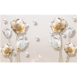 Тюльпаны с белым жемчугом - 3D фотообои|3Д обои в спальню - Модульная картины, Репродукции, Декоративные панно, Декор стен
