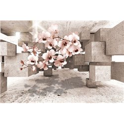 орхидеи на фоне камня - 3D фотообои|3D цветы - Модульная картины, Репродукции, Декоративные панно, Декор стен