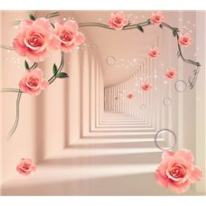 Картина на холсте по фото Модульные картины Печать портретов на холсте Коридор в розовых цветах - 3D фотообои|3Д обои для зала