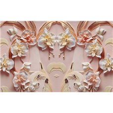 Картина на холсте по фото Модульные картины Печать портретов на холсте Фарфоровые орхидеи на розовой стене - 3D фотообои|3D цветы