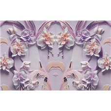 Картина на холсте по фото Модульные картины Печать портретов на холсте Фарфоровые орхидеи на сиреневой стене - 3D фотообои|3D цветы