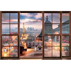 Картина на холсте по фото Модульные картины Печать портретов на холсте Вечерний Париж - Вид из окна