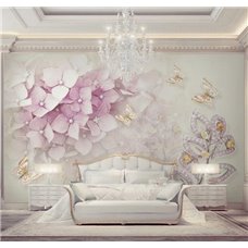 Картина на холсте по фото Модульные картины Печать портретов на холсте Розовые цветы и бабочки - 3D фотообои|3D цветы