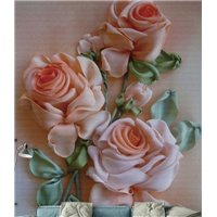 Портреты картины репродукции на заказ - Розы из лент - 3D фотообои|3D цветы