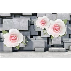 Чайная роза на стене - 3D фотообои|3D цветы - Модульная картины, Репродукции, Декоративные панно, Декор стен