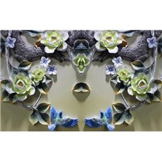 Картина на холсте по фото Модульные картины Печать портретов на холсте Две синие птицы - 3D фотообои|3D цветы