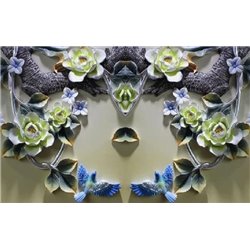 Две синие птицы - 3D фотообои|3D цветы - Модульная картины, Репродукции, Декоративные панно, Декор стен