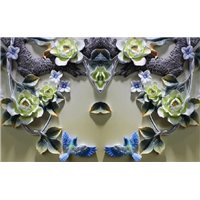 Портреты картины репродукции на заказ - Две синие птицы - 3D фотообои|3D цветы