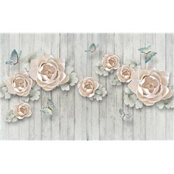 Декоративные розы на стене - 3D фотообои|3Д обои для зала - Модульная картины, Репродукции, Декоративные панно, Декор стен