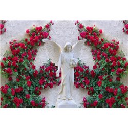 Статуя ангела в саду - 3D фотообои - Модульная картины, Репродукции, Декоративные панно, Декор стен