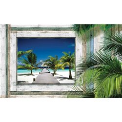 Пальмы на пляже - Фотообои Расширяющие пространство - Модульная картины, Репродукции, Декоративные панно, Декор стен