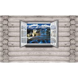 Вид на водопад - Вид из окна - Модульная картины, Репродукции, Декоративные панно, Декор стен