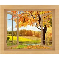 Портреты картины репродукции на заказ - Осенний лес - Вид из окна