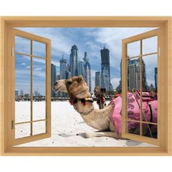 Верблюд на фоне современного города - Вид из окна - Модульная картины, Репродукции, Декоративные панно, Декор стен
