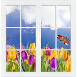 Тюльпановое поле - Вид из окна - Модульная картины, Репродукции, Декоративные панно, Декор стен