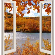 Картина на холсте по фото Модульные картины Печать портретов на холсте Осенний лес - Вид из окна