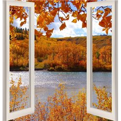 Осенний лес - Вид из окна - Модульная картины, Репродукции, Декоративные панно, Декор стен