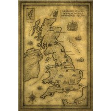 Картина на холсте по фото Модульные картины Печать портретов на холсте Карта Великобритании - Фотообои карта мира