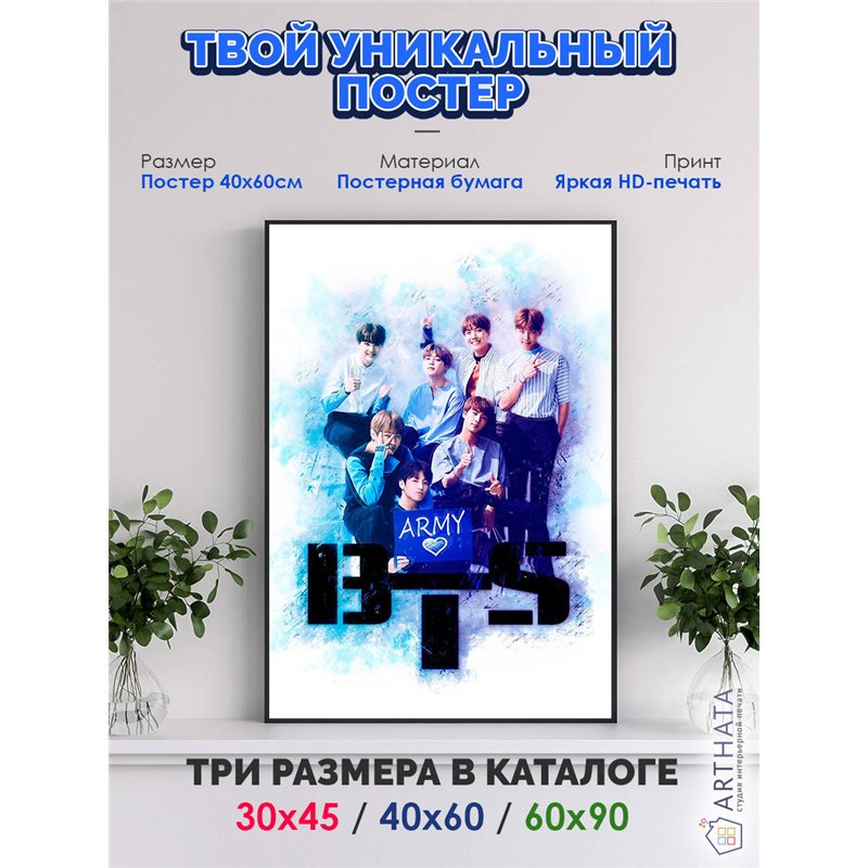 Постер, плакат интерьерный 40x60см - BTS
