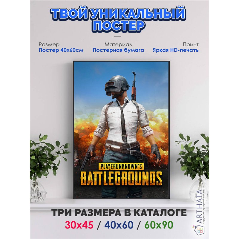 Постер, плакат интерьерный 40x60см - PUBG