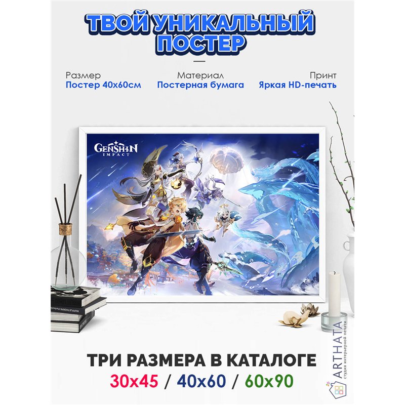 Постер, плакат интерьерный 40x60см - Genshin