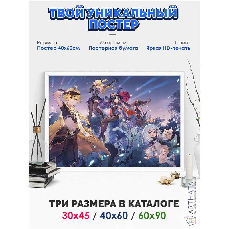 Постер, плакат интерьерный 40x60см - Genshin