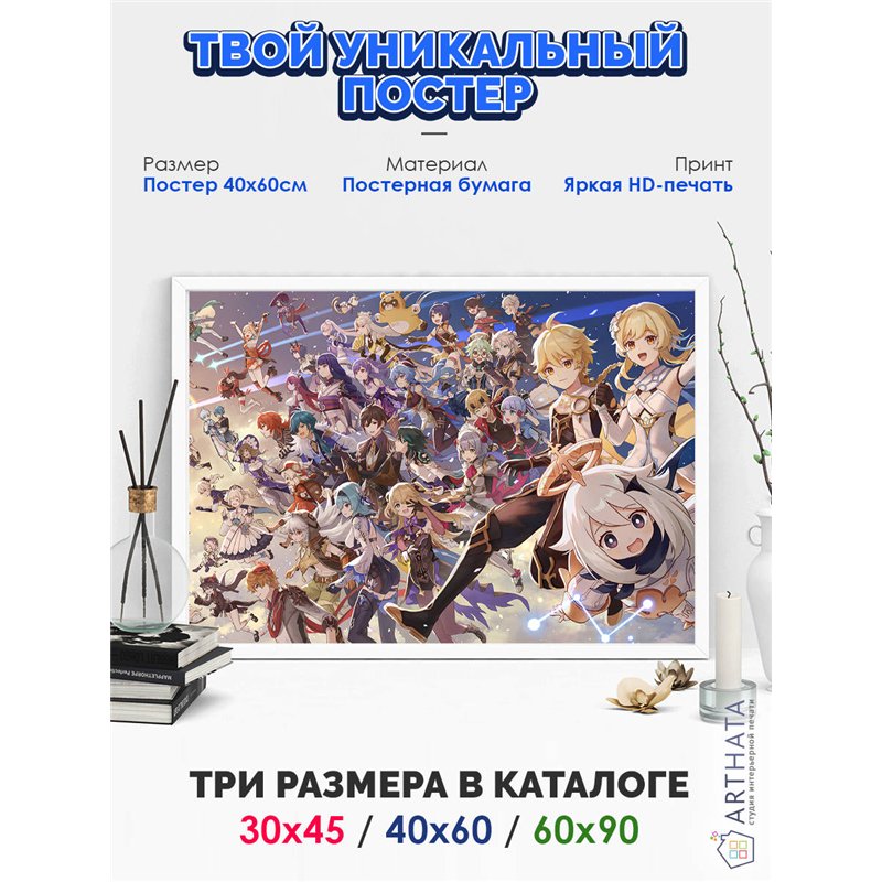 Постер, плакат интерьерный 40x60см - Genshin