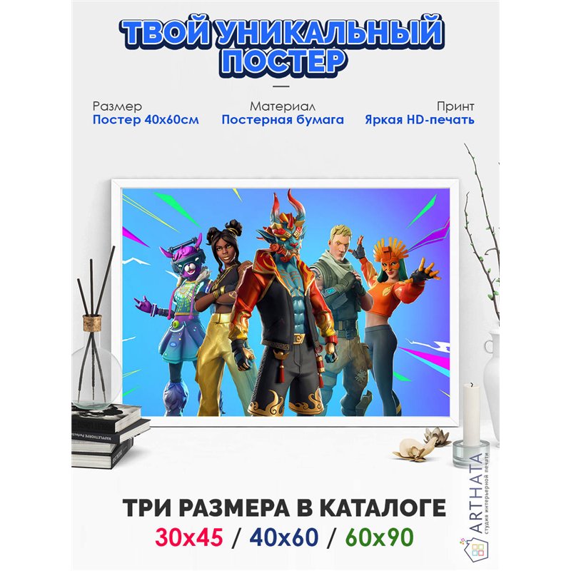 Постер, плакат интерьерный 40x60см - Fortnite