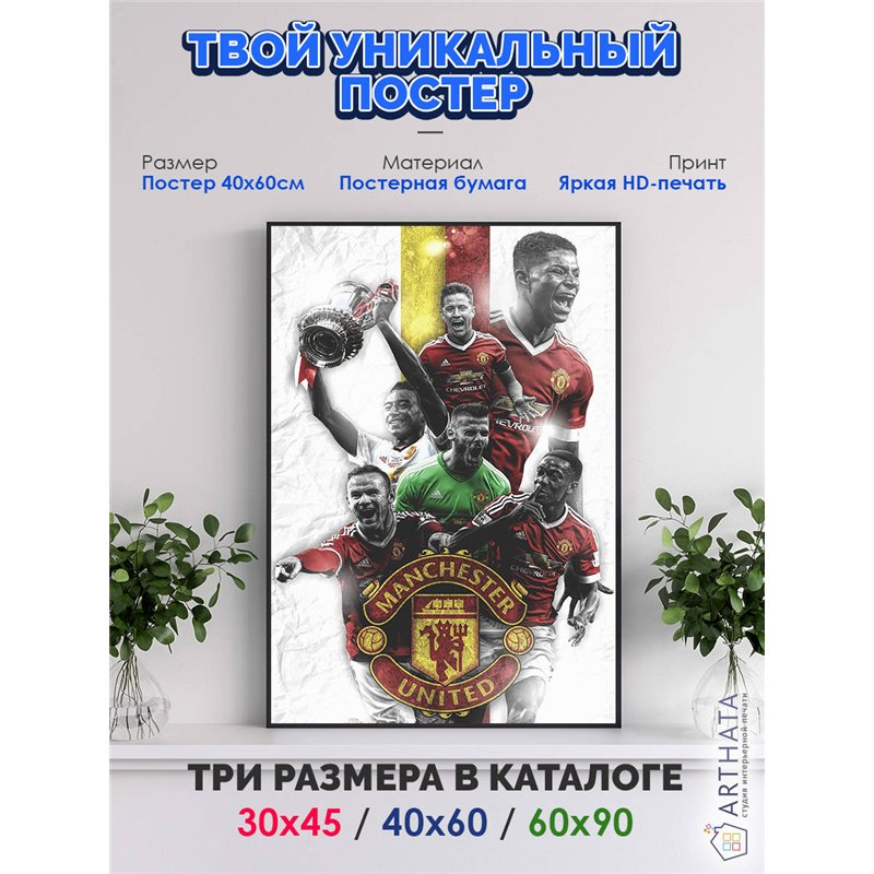 Постер, плакат интерьерный 40x60см - Manchester United