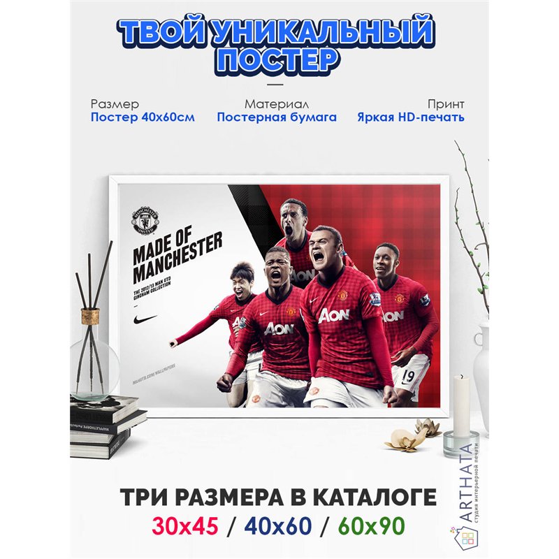 Постер, плакат интерьерный 40x60см - Manchester United