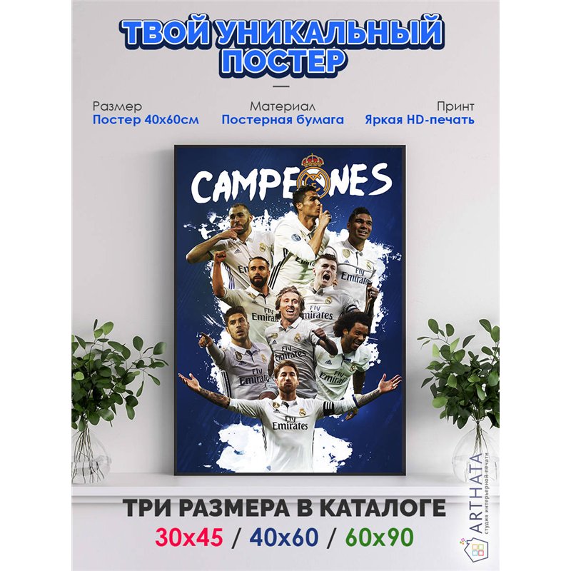 Постер, плакат интерьерный 40x60см - Real Madrid
