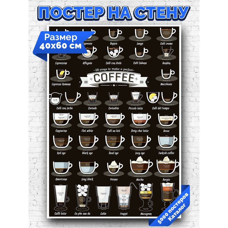 Постер, плакат интерьерный 40x60см - Coffee