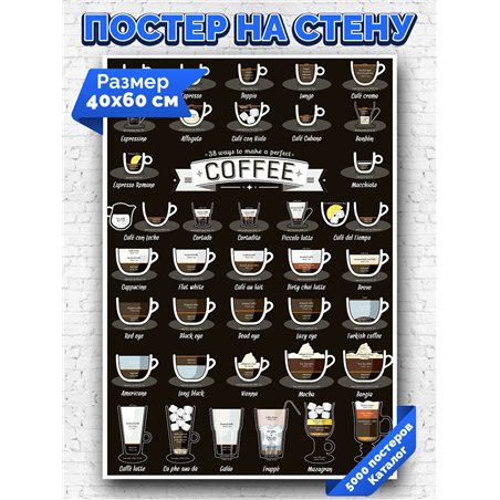 Постер, плакат интерьерный 40x60см - Coffee