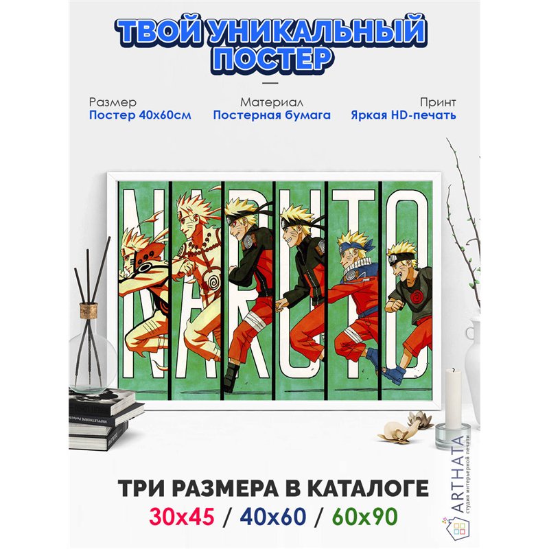 Постер, плакат интерьерный 40x60см - Naruto