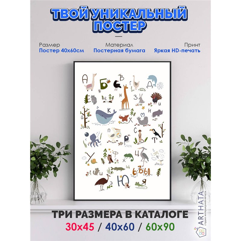 Постер, плакат интерьерный 40x60см - Russian Alphabet