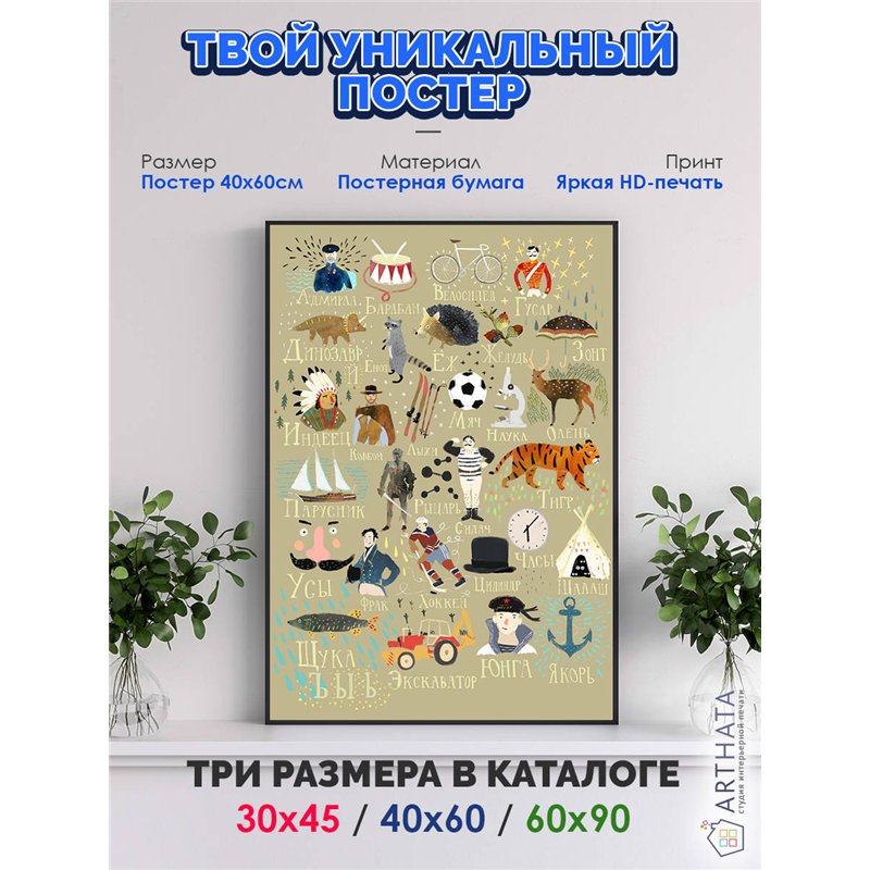 Постер, плакат интерьерный 40x60см - Russian Alphabet