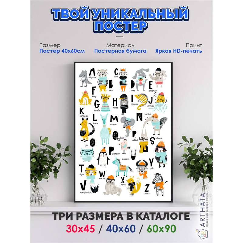Постер, плакат интерьерный 40x60см - English Alphabet