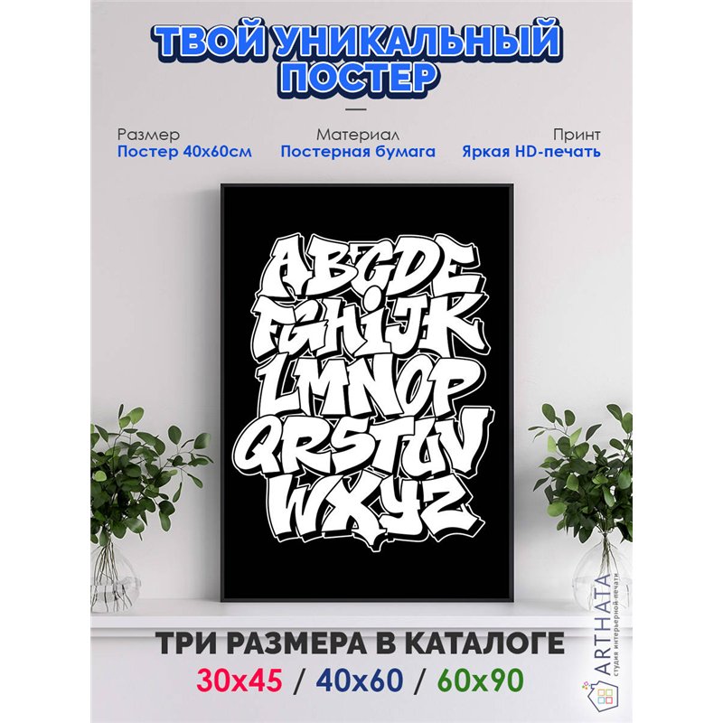 Постер, плакат интерьерный 40x60см - English Alphabet