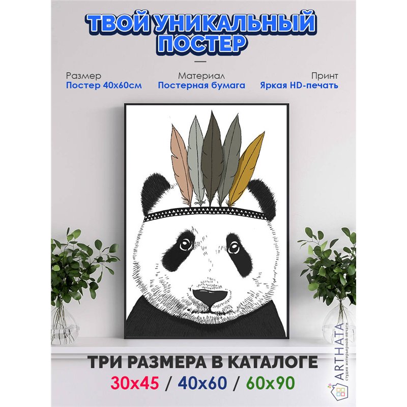 Постер, плакат интерьерный 40x60см - Panda