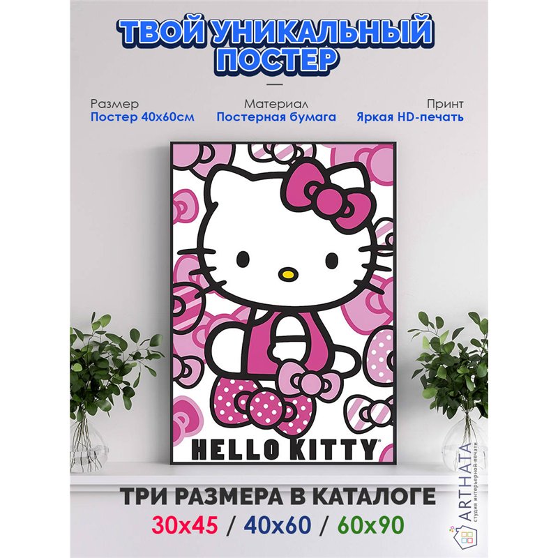 Постер, плакат интерьерный 40x60см - Hello Kitty