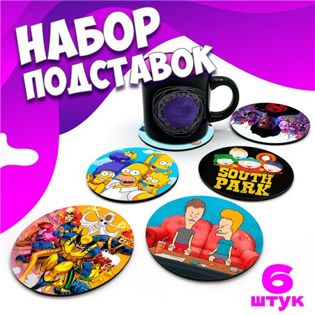 Подставка под кружку Мульфильмы бирдекель 6 шт.