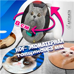 Подставка под горячее под чашку коты мемы бирдекель 6 шт.