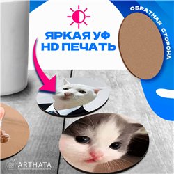 Подставка под горячее под чашку коты мемы бирдекель 6 шт.